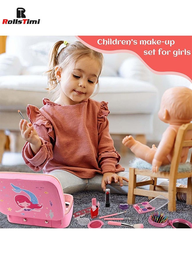 zyra toys - Girls Makeup Kit Real Kids MakeUp Set Cosmetics Play Set Washable Safe with Carry Case Party Game - Image 1