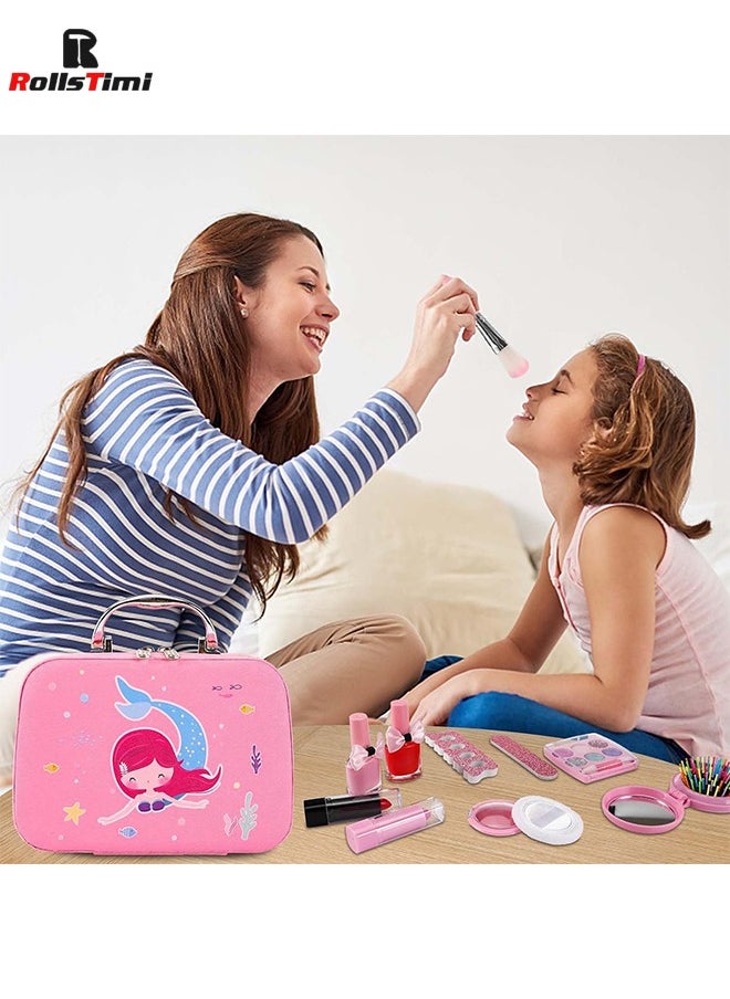 zyra toys - Girls Makeup Kit Real Kids MakeUp Set Cosmetics Play Set Washable Safe with Carry Case Party Game - Image 1