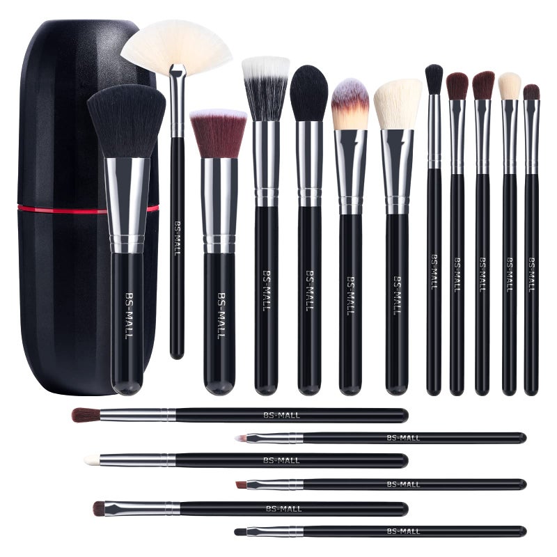 BS Mall Makeup Brushes BS-MALL Premium Synthetic Foundation Powder Concealers Eye Shadows Makeup 18 Pcs Brush Set, Black Color with Case - Image 1