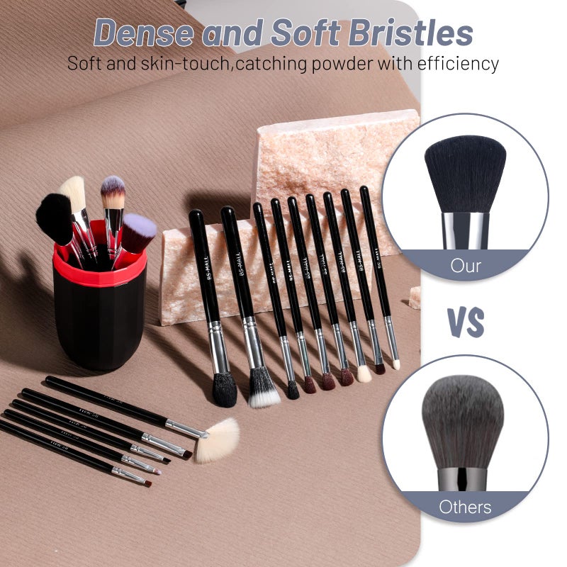 BS Mall Makeup Brushes BS-MALL Premium Synthetic Foundation Powder Concealers Eye Shadows Makeup 18 Pcs Brush Set, Black Color with Case - Image 5