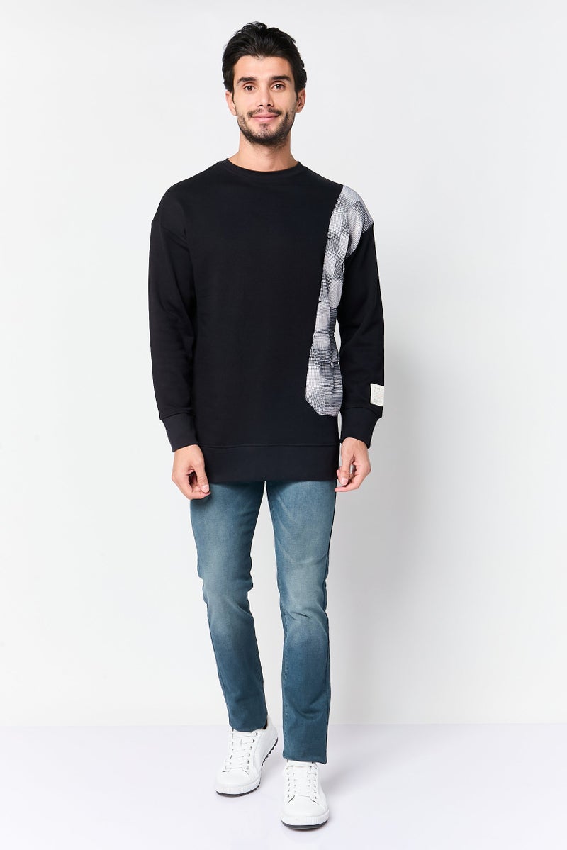TRIBE OF 6 Men Crew Neck Long Sleeve Sweatshirt, Black - Image 2