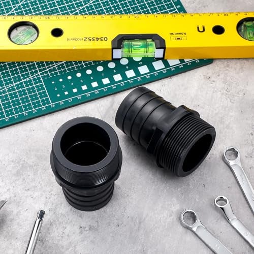Innconee 2 Pieces Pool PVC Fitting Tube Fitting Adapter Barbed Hose Fittings Barbed x NPT Male for Industrial Tube Portable Water Garden Kitchen Hose Swimming Pool Pump(1-1/2",Black,2 Pcs) - Image 4