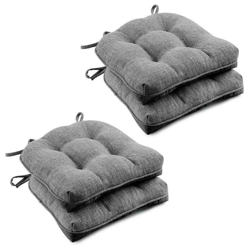 Wellsin Chair Cushions for Dining Chairs NonSlip Kitchen Chair Pads with Ties Tufted Shredded Foam Kitchen Chair Cushions Set of 4 155 X 155 Dark Gray