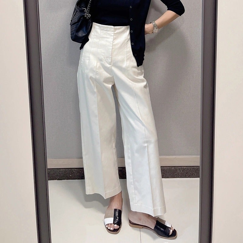 Pear-Shaped Figure Hip-Covering White High-Waist Harlan Pants Chic Beautiful All-Match Casual Wide-Leg Pants - Image 5