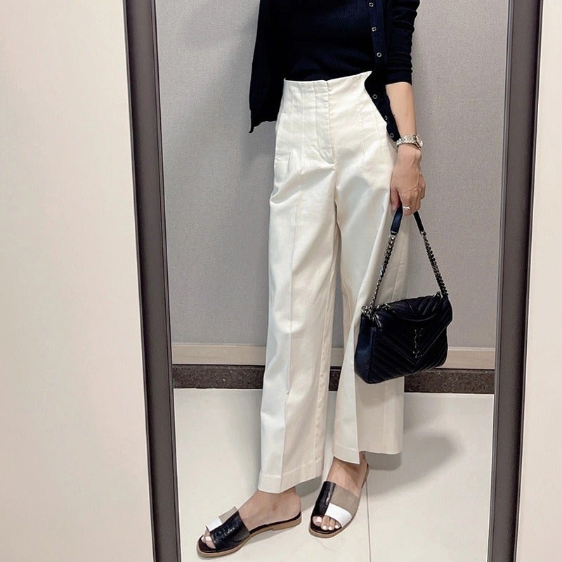 Pear-Shaped Figure Hip-Covering White High-Waist Harlan Pants Chic Beautiful All-Match Casual Wide-Leg Pants - Image 3