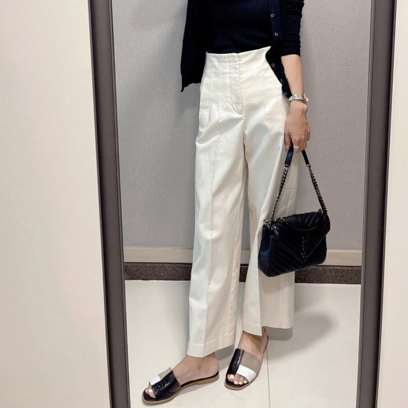 Pear-Shaped Figure Hip-Covering White High-Waist Harlan Pants Chic Beautiful All-Match Casual Wide-Leg Pants - Image 1