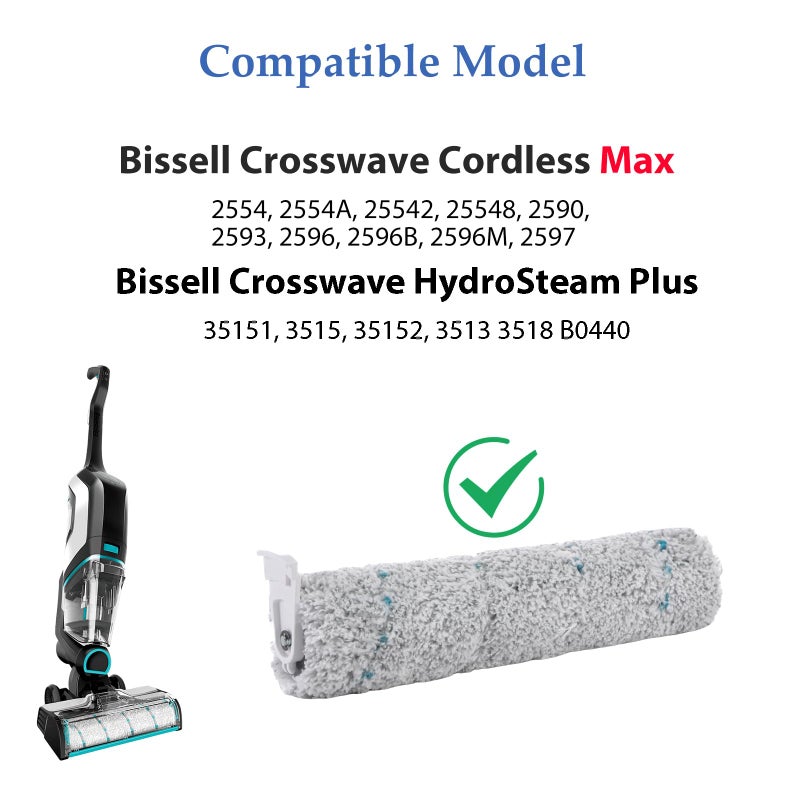 LBLVBNEWD Multi-Surface Pet Brush Rolls 2787 & Vacuum Filters 1866 Replacement Parts,Compatible with Bissell CrossWave Max 2554A,2590,2593,2596,for HydroSteam 35151, 3515, 35152, 3513, 3518 Vacuums - Image 2