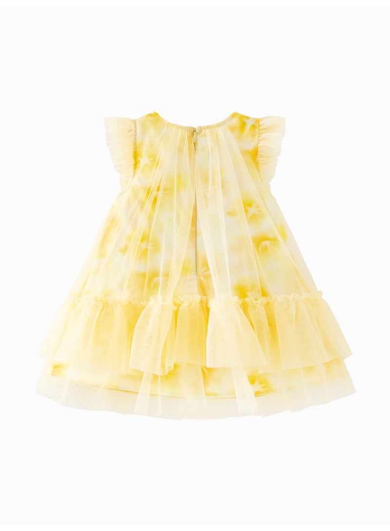 mini bala Girls Delightful Flutter Sleeve Dress, Soft Breathable Tulle Fabric, Ruffled Trims, Tiered Skirt Design, Round Neckline, Perfect for Beach Trips, Picnics and Summer Outings Children's Dress - Image 5