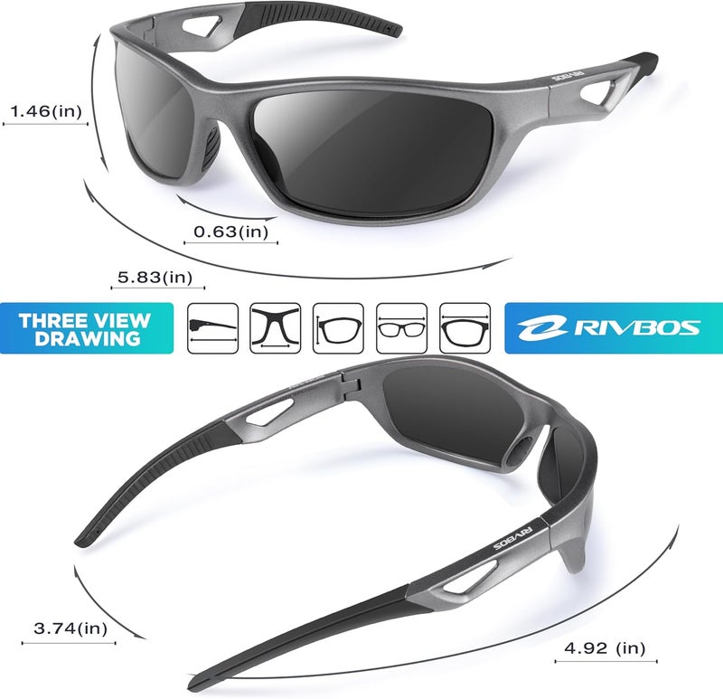 RIVBOS Polarized Sports Sunglasses Driving Sun Glasses Shades for Men Women Tr90 Frame for Cycling Fishing Running RB831 - Image 3