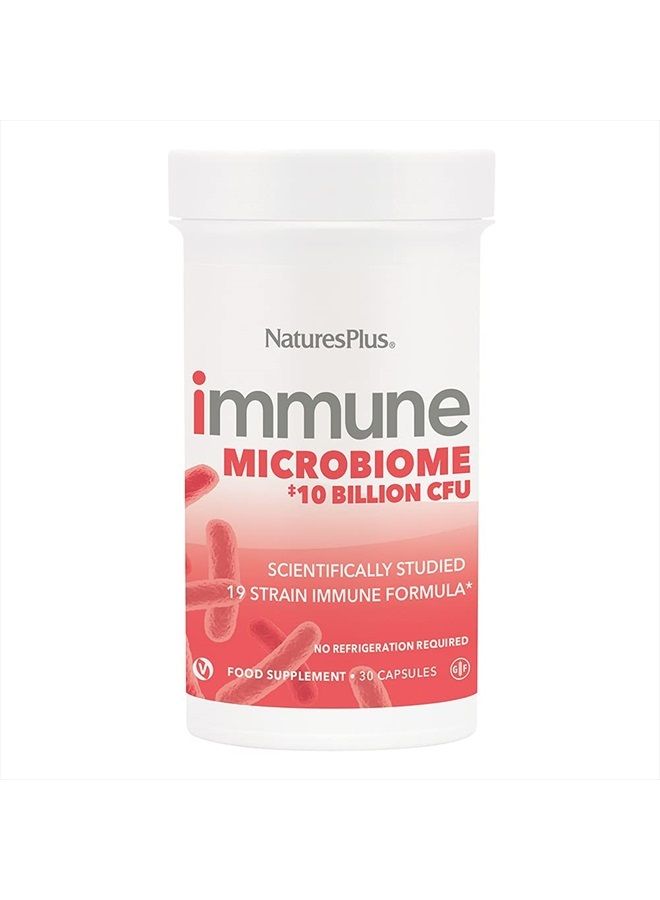 Nature's Plus NaturesPlus Immune Probiotic - 30 Capsules - 10 Billion CFU - Respiratory & Gut Health, Immune Support - with Prebiotic Fiber - Non-GMO, Vegan, Gluten Free - 30 Servings - Image 1