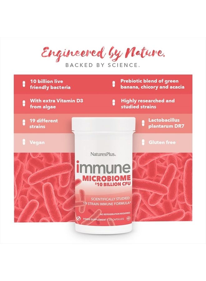 Nature's Plus NaturesPlus Immune Probiotic - 30 Capsules - 10 Billion CFU - Respiratory & Gut Health, Immune Support - with Prebiotic Fiber - Non-GMO, Vegan, Gluten Free - 30 Servings - Image 3