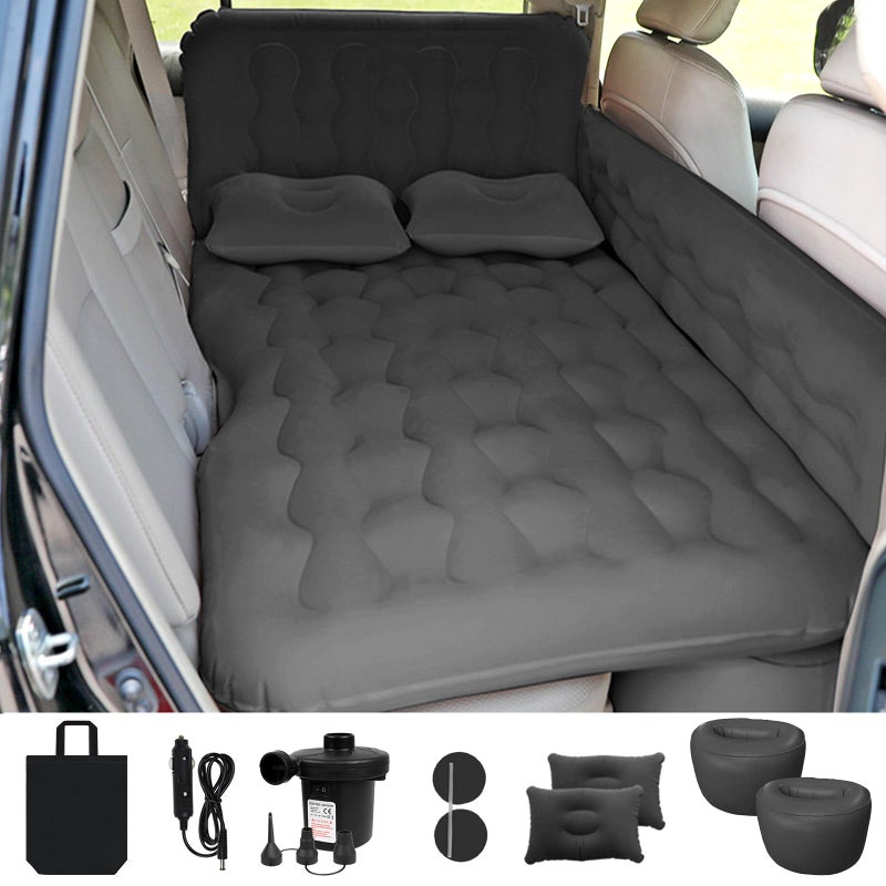 ISWEES Car Bed SUV Air Mattress, Car Air Mattress with Electric Pump, 2 Inflatable Pillows and 2 Footrests for Back Seat, Side Seat,Trunk Sleeping, Thickened Camping Bed - Black - Image 1