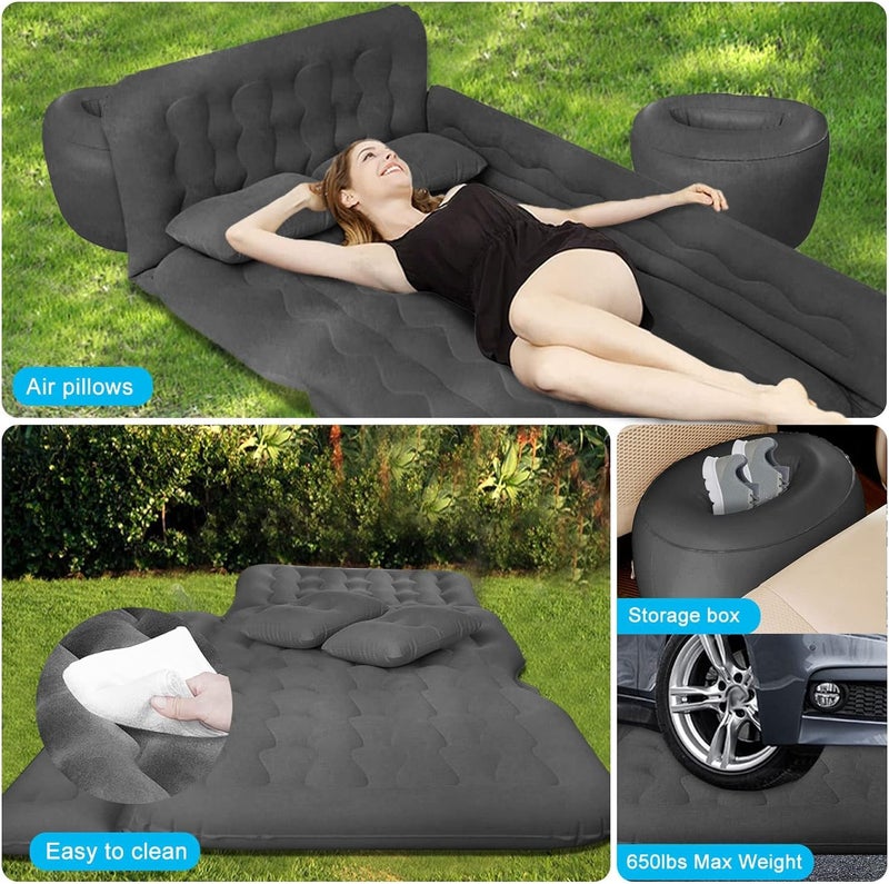 ISWEES Car Bed SUV Air Mattress, Car Air Mattress with Electric Pump, 2 Inflatable Pillows and 2 Footrests for Back Seat, Side Seat,Trunk Sleeping, Thickened Camping Bed - Black - Image 5