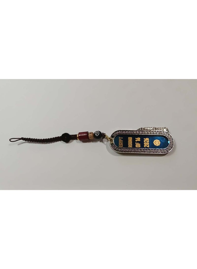 Egypt 2026 Football Round of 16 Commemorative Keychain, Metal Souvenir Pendant with Woven Wrist Strap, Backpack and Car Key Decoration, Egyptian Football Fan Gift - Image 2