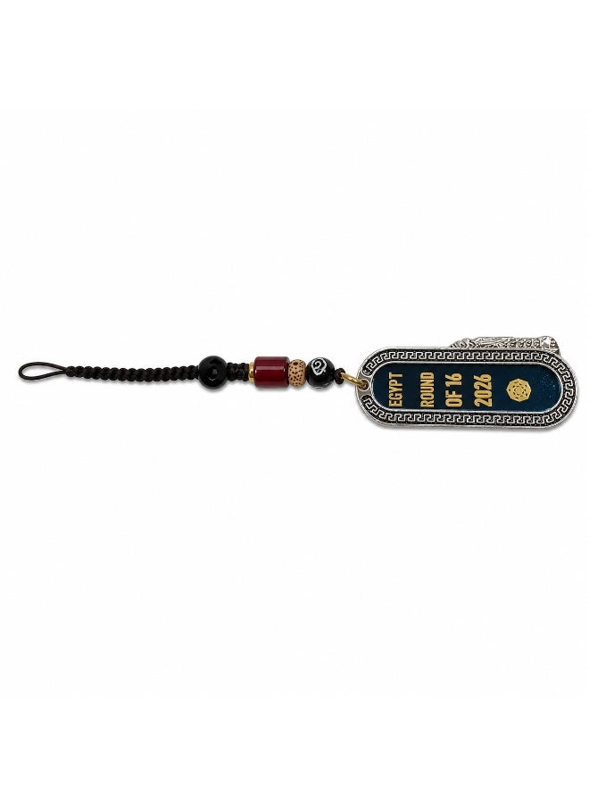 Egypt 2026 Football Round of 16 Commemorative Keychain, Metal Souvenir Pendant with Woven Wrist Strap, Backpack and Car Key Decoration, Egyptian Football Fan Gift - Image 1