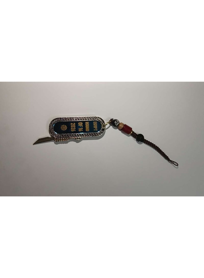Egypt 2026 Football Round of 16 Commemorative Keychain, Metal Souvenir Pendant with Woven Wrist Strap, Backpack and Car Key Decoration, Egyptian Football Fan Gift - Image 3