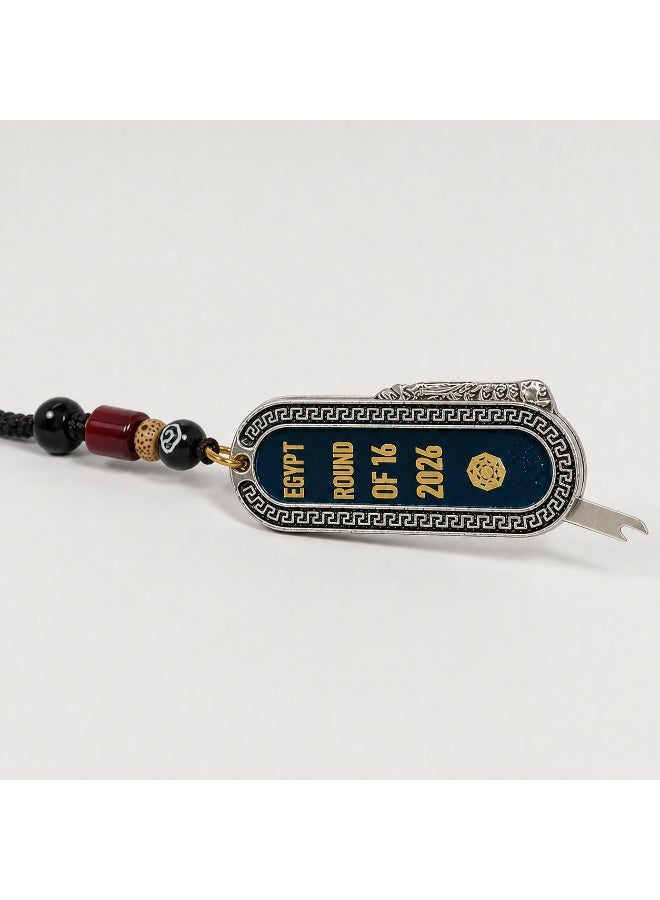 Egypt 2026 Football Round of 16 Commemorative Keychain, Metal Souvenir Pendant with Woven Wrist Strap, Backpack and Car Key Decoration, Egyptian Football Fan Gift - Image 4