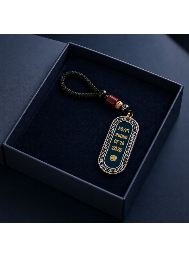 Egypt 2026 Football Round of 16 Commemorative Keychain, Metal Souvenir Pendant with Woven Wrist Strap, Backpack and Car Key Decoration, Egyptian Football Fan Gift - Image 5
