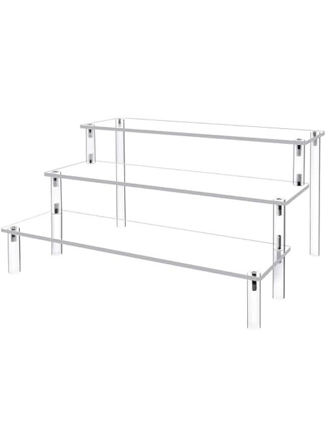 HOOKOR Acrylic Display Risers Cupcake Stand for Food Desserts,Perfume Organizer 4 Tier Clear Shelf Display Stand,Perfume Stand for Organizer and Decoration (3-Tier)  - Image 1