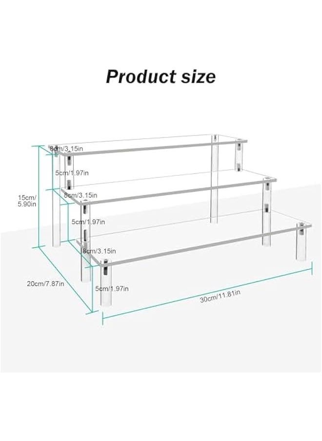 HOOKOR Acrylic Display Risers Cupcake Stand for Food Desserts,Perfume Organizer 4 Tier Clear Shelf Display Stand,Perfume Stand for Organizer and Decoration (3-Tier)  - Image 2