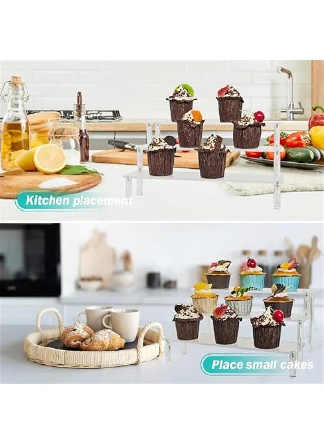 HOOKOR Acrylic Display Risers Cupcake Stand for Food Desserts,Perfume Organizer 4 Tier Clear Shelf Display Stand,Perfume Stand for Organizer and Decoration (3-Tier)  - Image 5