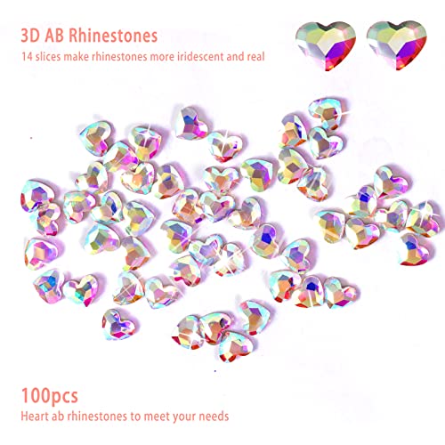 Allstarry 100pcs Flatback Rhinestones Heart-Shaped Irridescent Face Gems Eye Gemstones Nail Charms for Crafts AB Glass Crystals for Jewelry Making, Eye Makeup- 6mm - Image 3