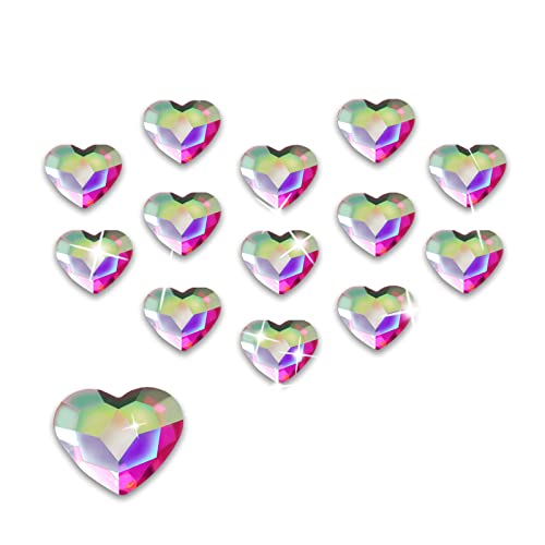 Allstarry 100pcs Flatback Rhinestones Heart-Shaped Irridescent Face Gems Eye Gemstones Nail Charms for Crafts AB Glass Crystals for Jewelry Making, Eye Makeup- 6mm - Image 1