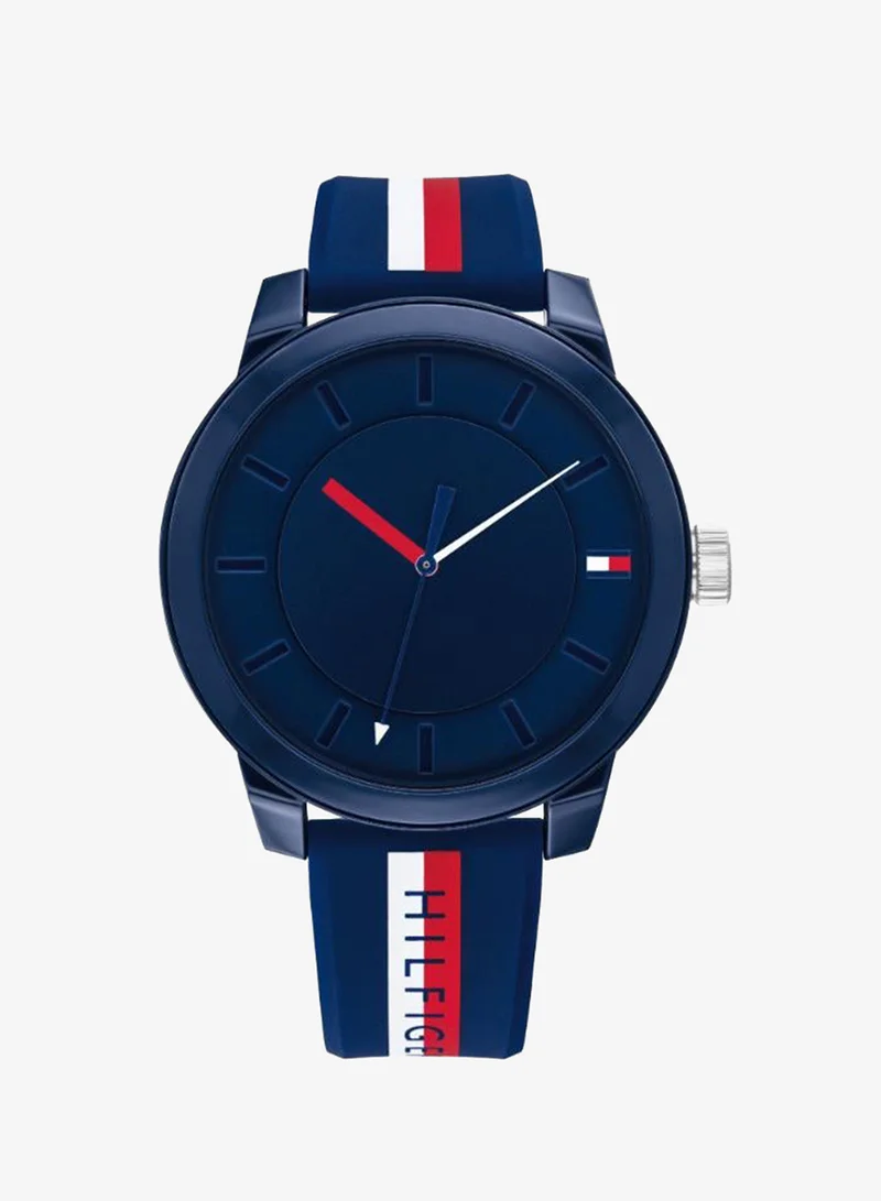 Men's Quartz Watch, Blue Dial, Multi Silicone Strap