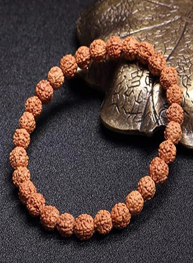 EDMIRIA Panchmukhi 5 Five Mukhi Rudraksha Round Beads Yoga Meditation Astrological Stretchable Bracelet for Men and Women (6mm Beads) - Image 4