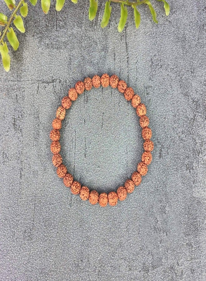 EDMIRIA Panchmukhi 5 Five Mukhi Rudraksha Round Beads Yoga Meditation Astrological Stretchable Bracelet for Men and Women (6mm Beads) - Image 3