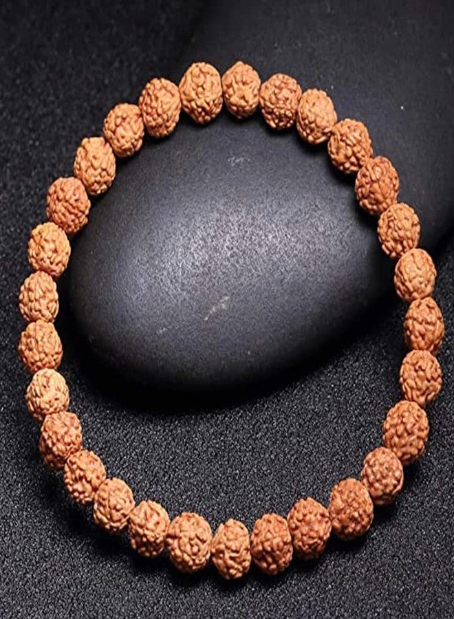 EDMIRIA Panchmukhi 5 Five Mukhi Rudraksha Round Beads Yoga Meditation Astrological Stretchable Bracelet for Men and Women (6mm Beads) - Image 5