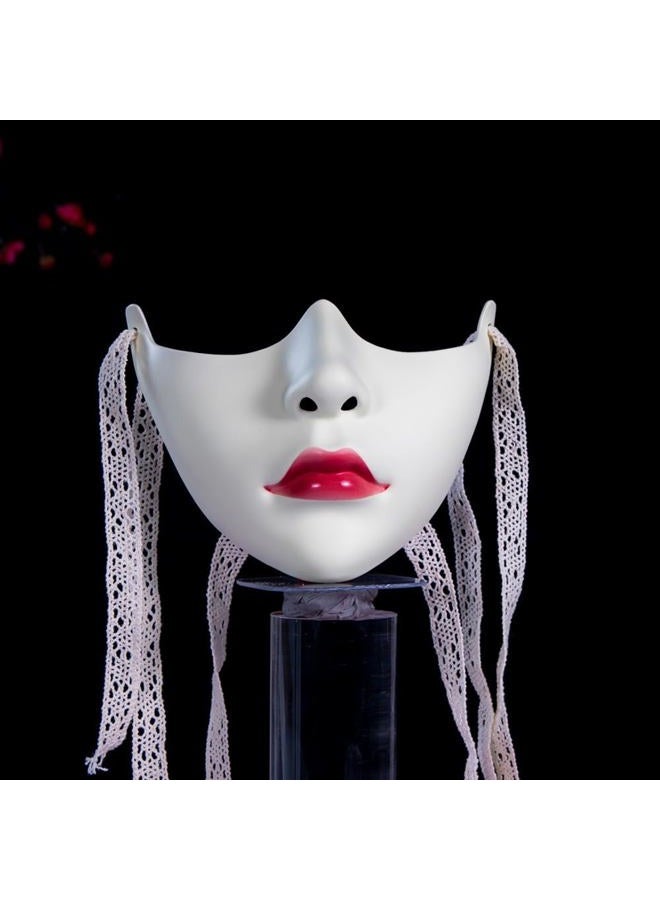 PTGHT Mechanical Wind Half Face Beauty Wings Mask Beauty Peacock Woman Ancient Style Mask Full Lower Face for Halloween or Cosplay (white) - Image 1