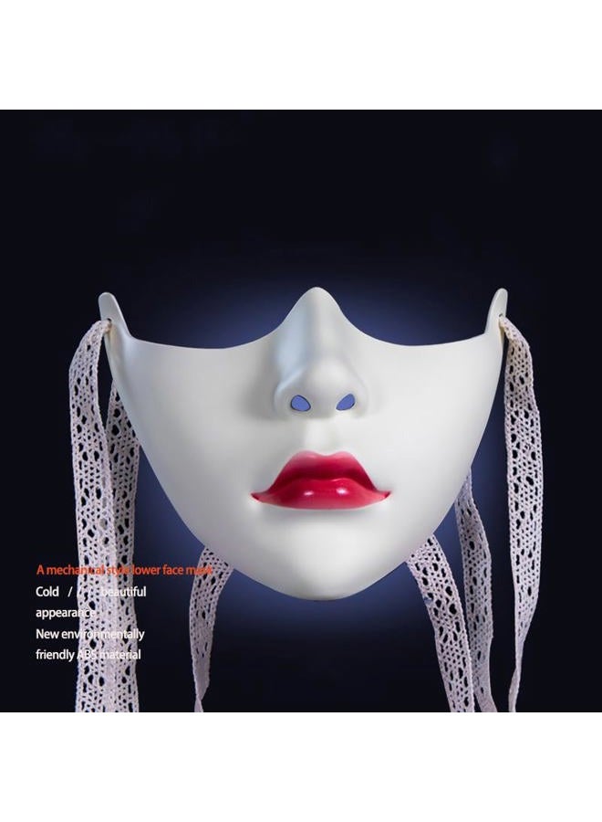 PTGHT Mechanical Wind Half Face Beauty Wings Mask Beauty Peacock Woman Ancient Style Mask Full Lower Face for Halloween or Cosplay (white) - Image 4