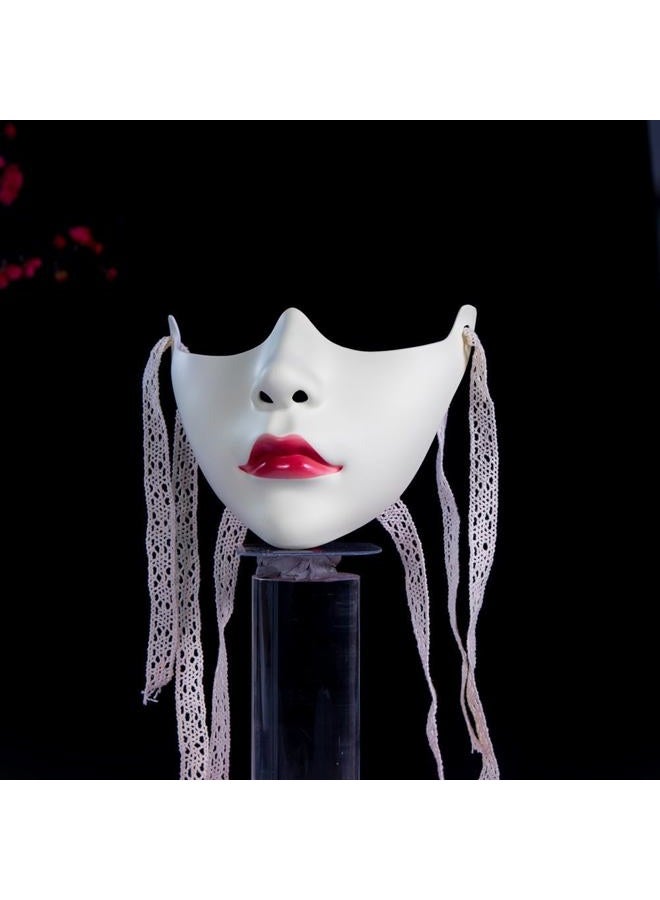 PTGHT Mechanical Wind Half Face Beauty Wings Mask Beauty Peacock Woman Ancient Style Mask Full Lower Face for Halloween or Cosplay (white) - Image 3