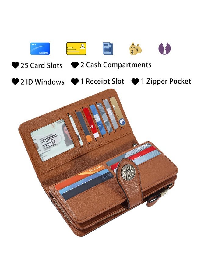 Travelambo Women'S Wallet Rfid Blocking Wristlet Clutch Large Capacity Credit Card Holder Leather Purse Wallets With Removable Wrist Strap  - Image 3