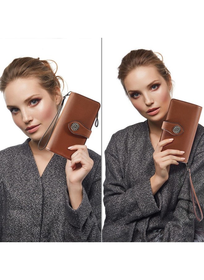 Travelambo Women'S Wallet Rfid Blocking Wristlet Clutch Large Capacity Credit Card Holder Leather Purse Wallets With Removable Wrist Strap  - Image 5