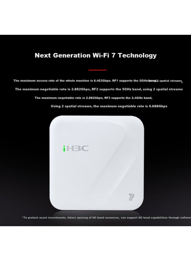 H3c Wifi7 Wireless Ap 6500m Tri-band Six-stream Indoor Ceiling-mounted Enterprise-grade Whole-house 5g High-speed Wireless Access Point With 120 2.5g Electrical/optical Wa7230-li - Image 2