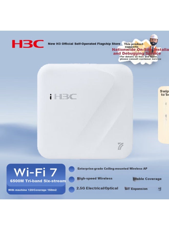 H3c Wifi7 Wireless Ap 6500m Tri-band Six-stream Indoor Ceiling-mounted Enterprise-grade Whole-house 5g High-speed Wireless Access Point With 120 2.5g Electrical/optical Wa7230-li - Image 1