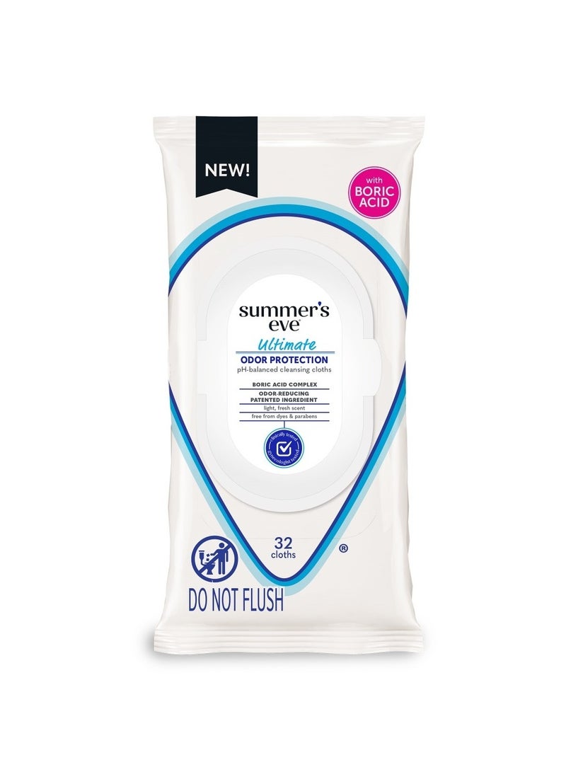 Summer's Eve Ultimate Odor Protection Feminine Wipes, 32 Count - Image 1
