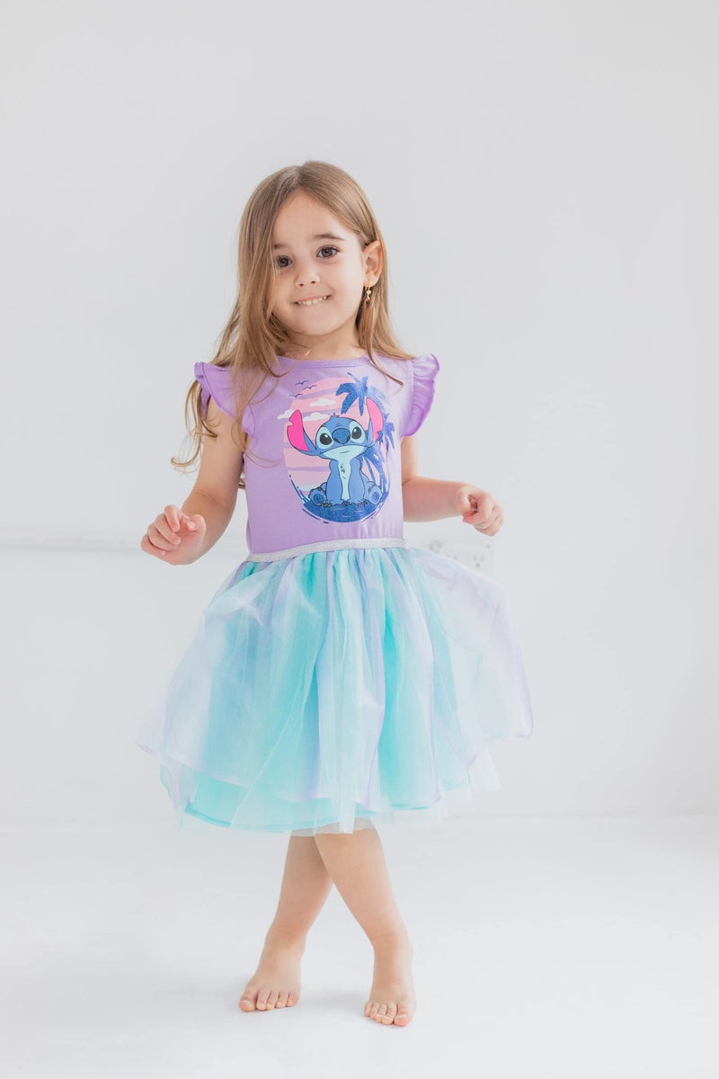 Disney Lilo & Stitch Little Girls Short Sleeve Dress Purple 7-8 - Image 2