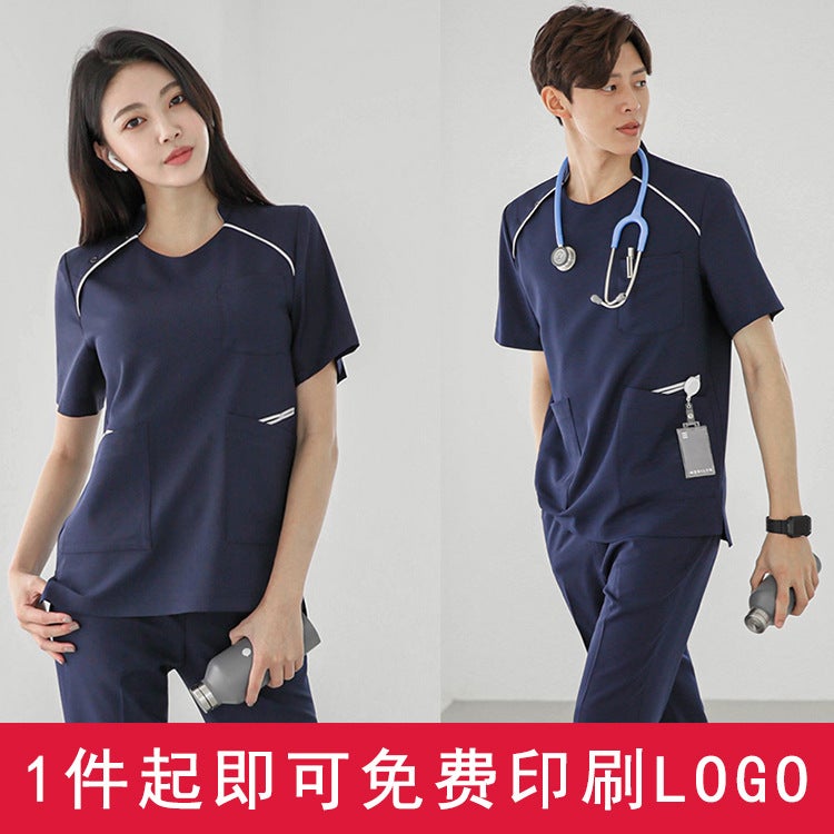 Duozhi Beauty Salon Doctor's Work Clothes Men's Scrub Suits Nurse Uniforms Two-Piece Set Women's Medical Beauty Scrub Suits Short Sleeves - Image 2