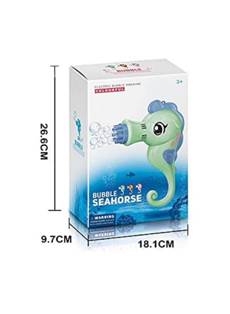 Bubble Gun Blower Machine in Seahorse Shape, 9 Holes Electric Bubble Machine for Toddlers | New Bubble Machine Outdoor Toys for Boys and Girls - Green - Image 2
