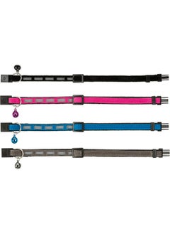 Safer Life Cat Collar, Adjustable Nylon Collar Belt For Cats, Contains Reflective Straps To Improve Visibility Fits All Breed, Get Any 4 Random Colors - (Pack Of 4)