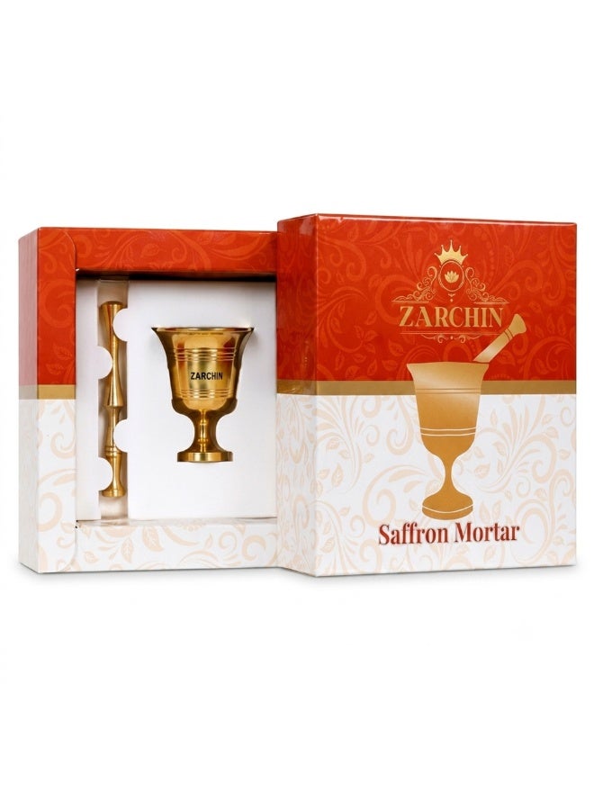 ZARCHIN Large Solid Brass Mortar & Pestle Set – 5.5 cm Height, Compact Spice Grinder & Herb Crusher, Manual Grinding Tool for Pepper, Spices, Seeds, Saffron, Masala, Herbs & Ayurvedic Ingredients - Image 3
