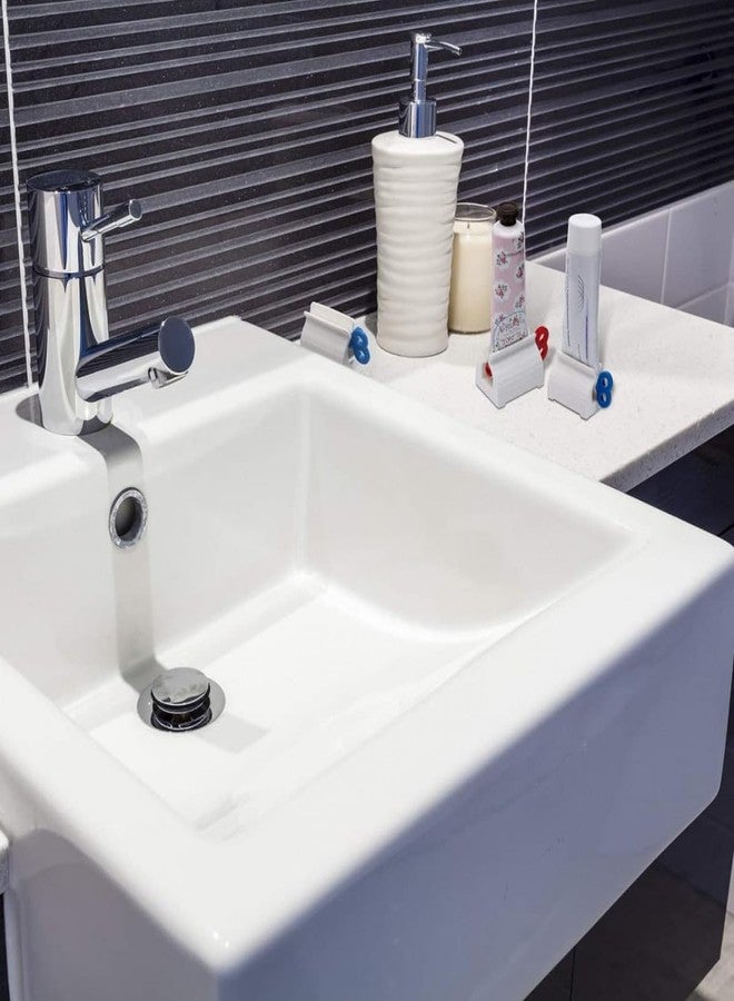 JENSIENT مجموعة جينسيانت المكونة من 4 قطع من عصارة أنابيب معجون الأسنان - عصارة يدوية بمقبض دوار لمعجون الأسنان والكريمات وأنابيب الطلاء - عصارة أنابيب بلاستيكية متينة للاستخدام في الحمام والمطبخ - Image 4