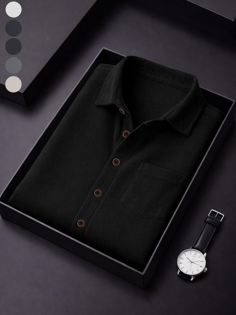 Noble Monk Mens Solid Casual Shirts |Half Sleeve Shirts for Men | Regular Fit Shirt for Man | Stylish Textured Shirt for Men - Image 5