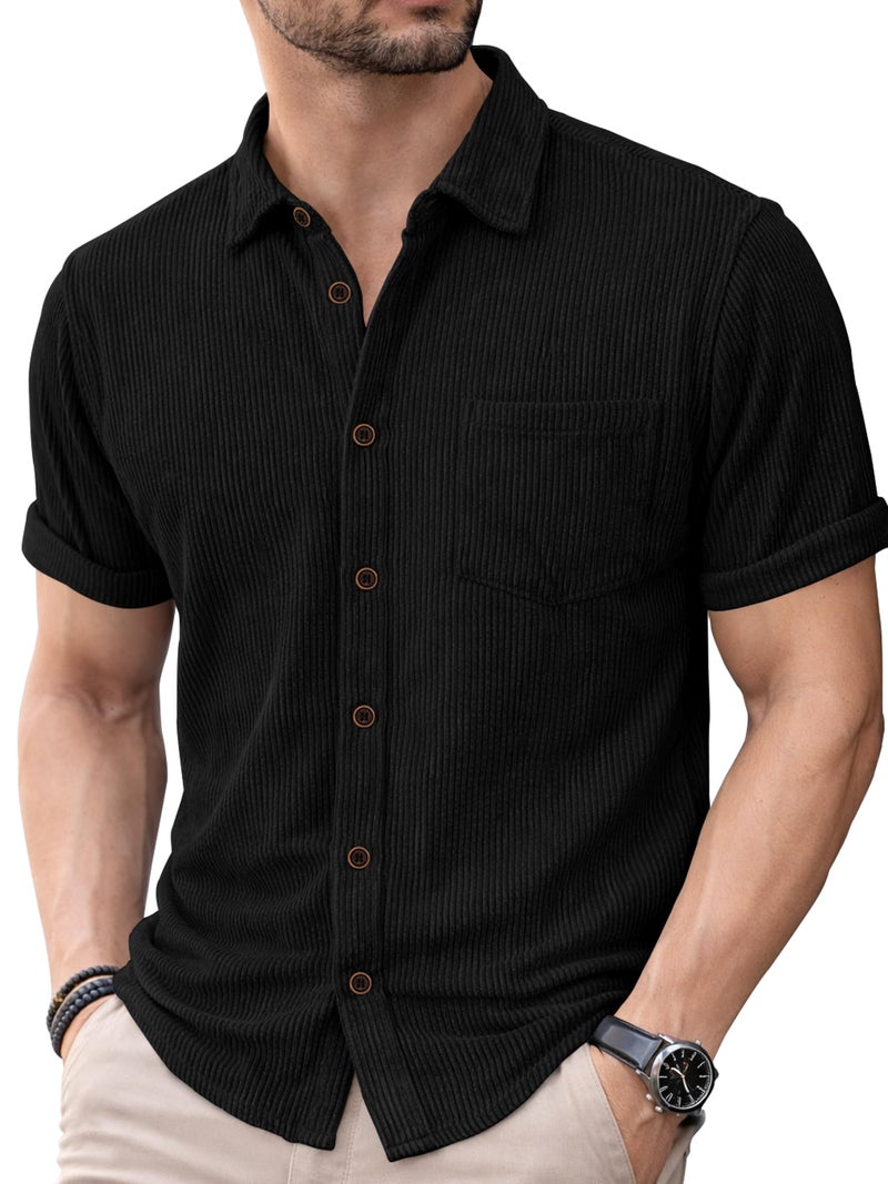Noble Monk Mens Solid Casual Shirts |Half Sleeve Shirts for Men | Regular Fit Shirt for Man | Stylish Textured Shirt for Men - Image 1