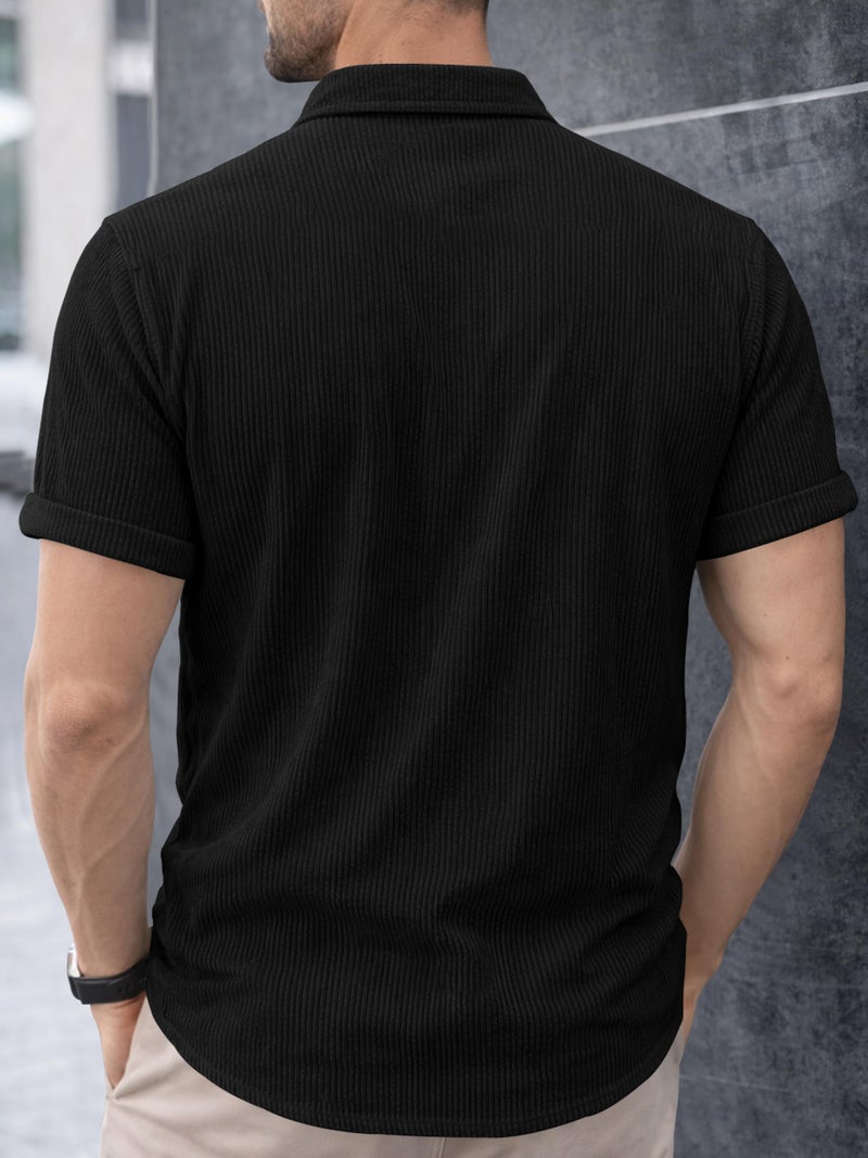Noble Monk Mens Solid Casual Shirts |Half Sleeve Shirts for Men | Regular Fit Shirt for Man | Stylish Textured Shirt for Men - Image 2