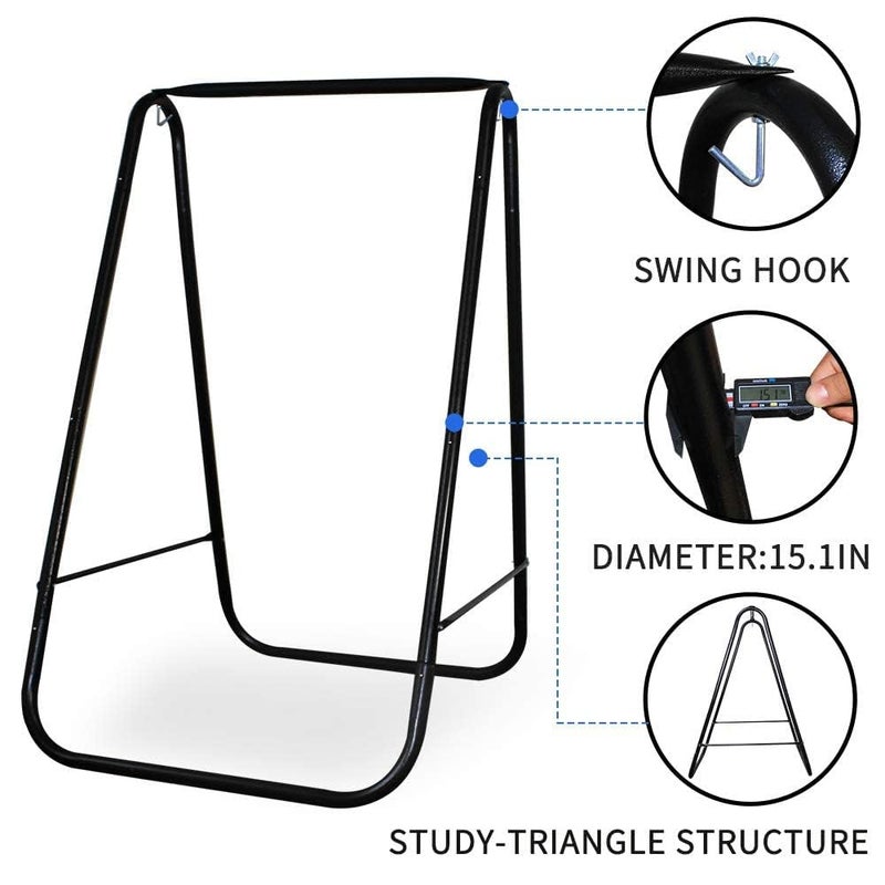 PIRNY Hammock Chair Stand with Large Hanging Padded Indoor Swing,Easy to Assemble Sturdy Hammock Chair with Stand,MAX Capacity up to 500 LBS,Heavy-Duty Steel Hammock Stand for Indoor Outdoor(White) - Image 2