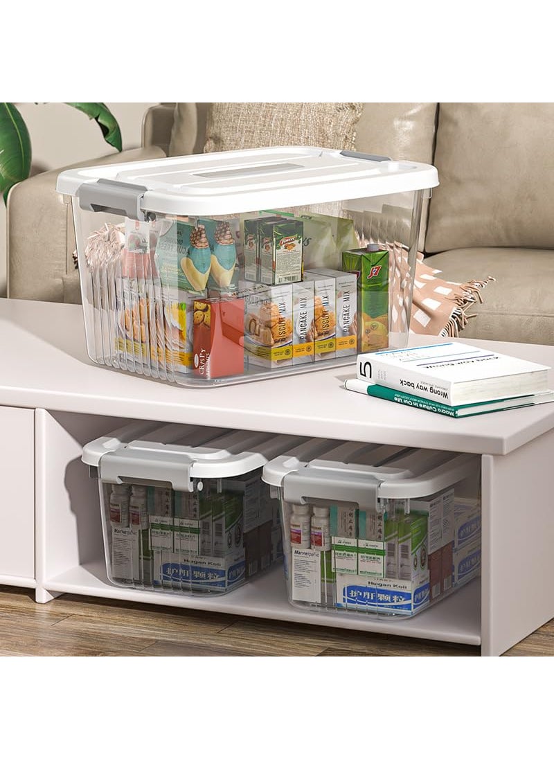 KREPS KREPS Clear Plastic Storage BoxBins Container with Latches and Lid Stackable Storage Heavy Duty Material NO195 X 7 X 55 INCH PACK OF 1  - Image 4